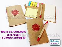 Bloco de Anotações Ecológico com caneta ecológica - Kit Ecológico